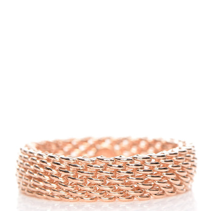 Tiffany 18K Rose Gold Narrow Somerset Mesh Ring 8.25 1 of 4