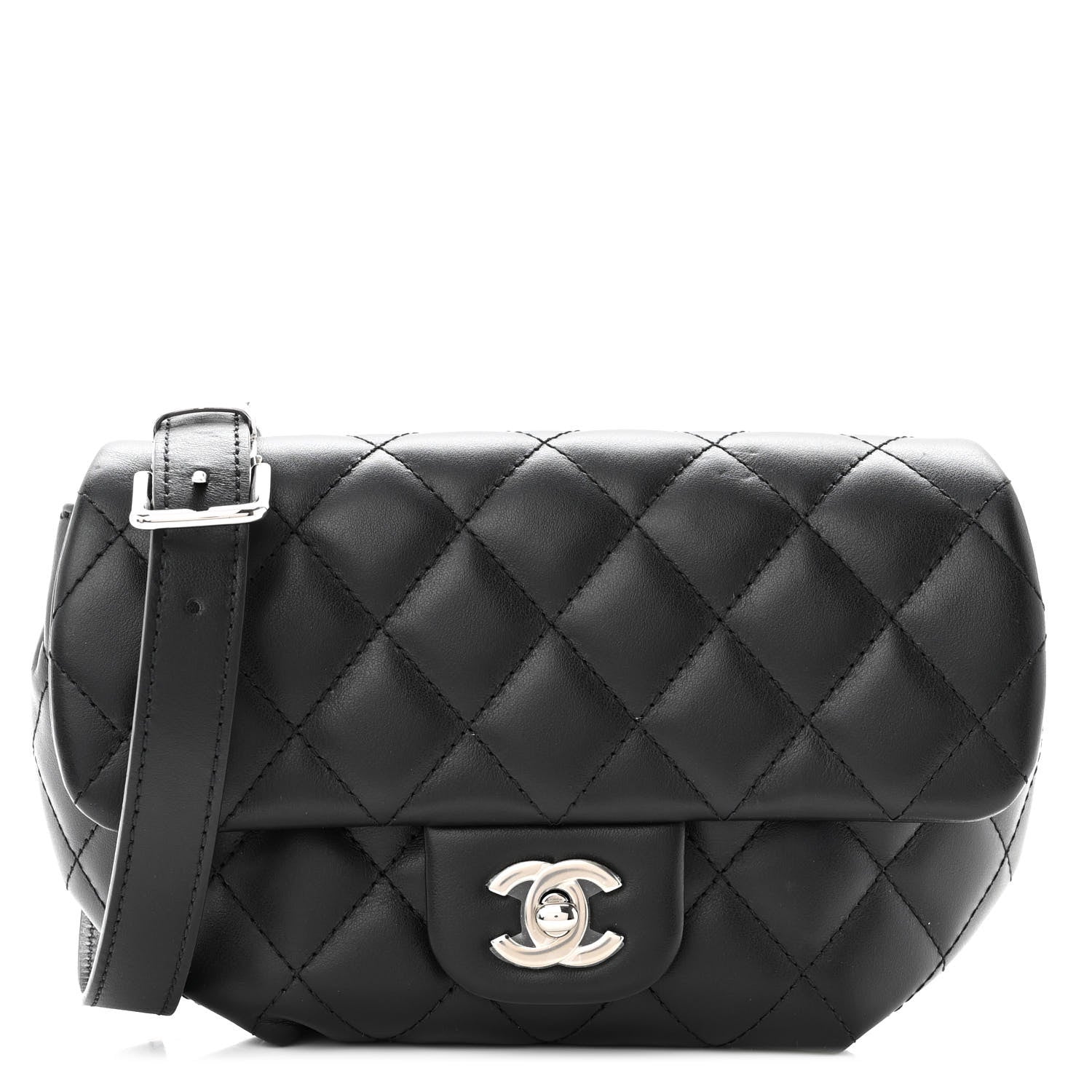 Chanel Calfskin Quilted CC Uniform Flap Belt Bag Black 1 of 10