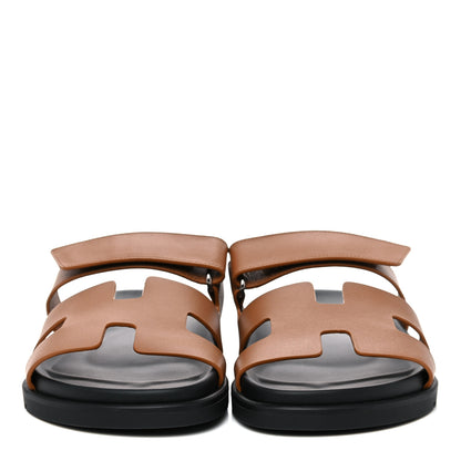 Hermes Calfskin Womens Chypre Sandals 38.5 Gold 2 of 9