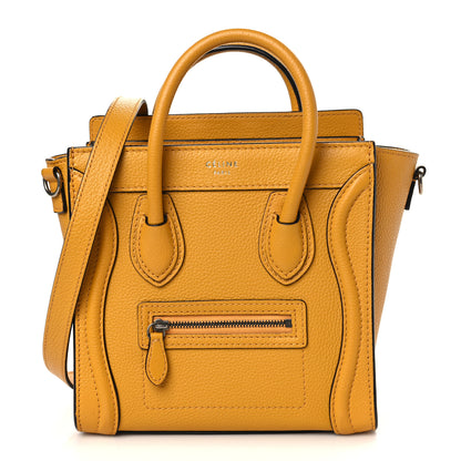 Celine Drummed Calfskin Nano Luggage Ocre 1 of 8