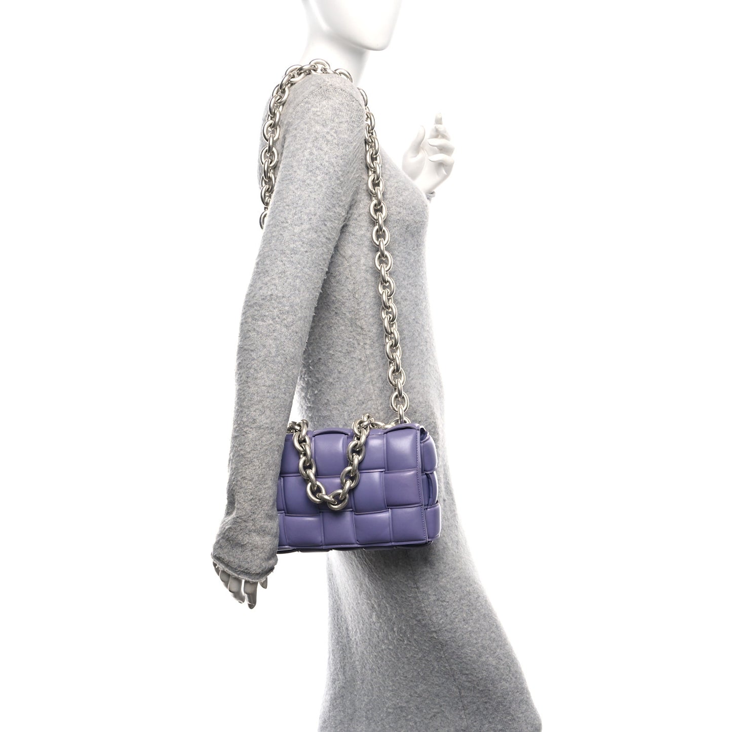 Lambskin Maxi Intreccio Padded Chain Cassette Crossbody Bag Lavender