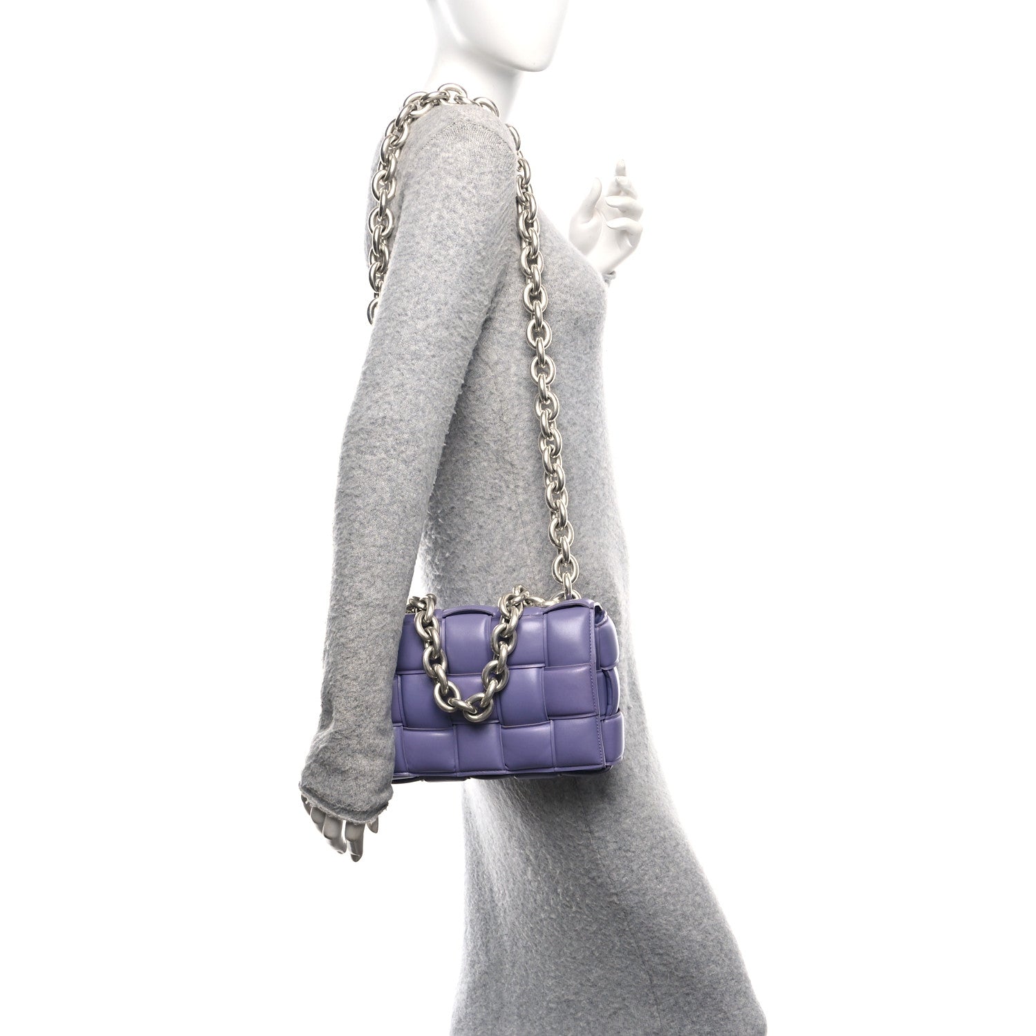 Bottega Veneta Lambskin Maxi Intreccio Padded Chain Cassette Crossbody Bag Lavender 2 of 11
