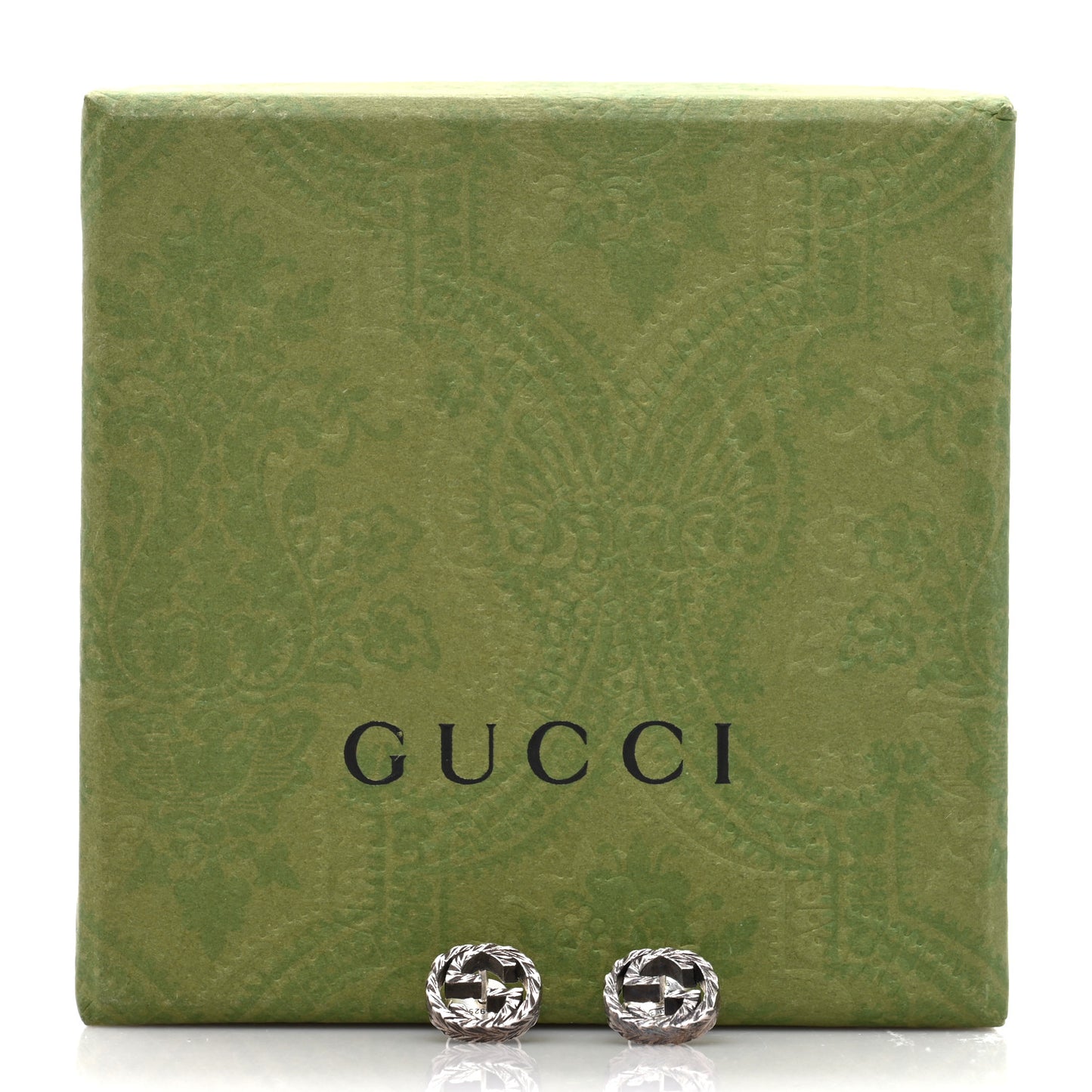 Sterling Silver Textured Interlocking G Stud Earrings