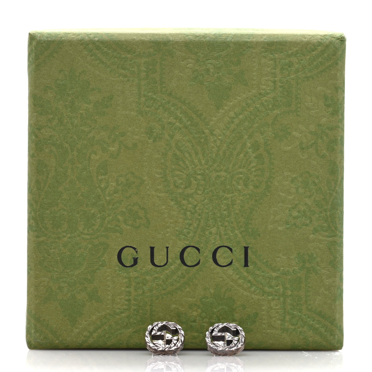 Gucci Sterling Silver Textured Interlocking G Stud Earrings 5 of 5