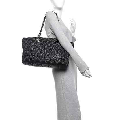 Chanel Nylon Quilted Tweed Stitch Bubble Tote Black 2 of 14