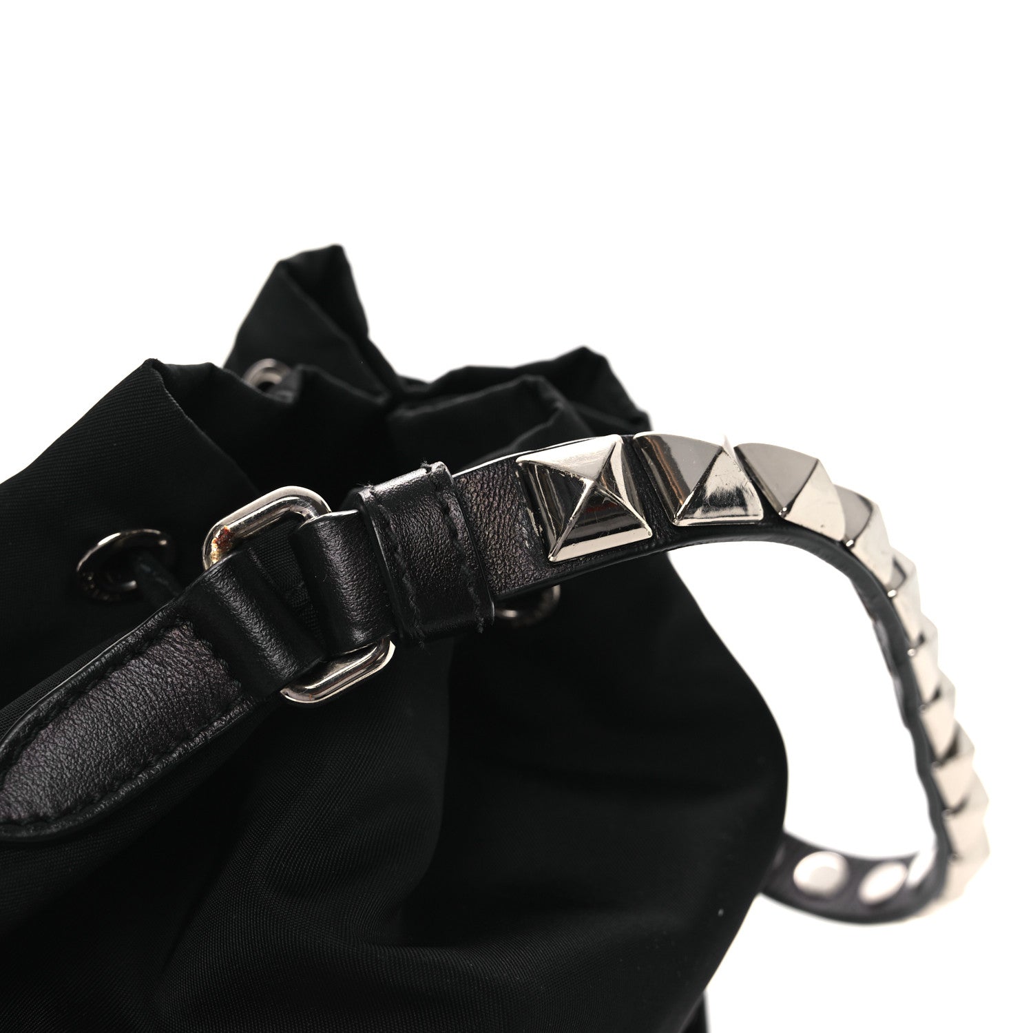 Prada Tessuto Nylon Studded New Vela Mini Bucket Crossbody Bag Black 13 of 13
