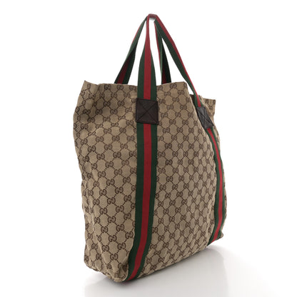 Gucci GG Monogram Medium Web Handle Vertical Tote Bag Dark Brown 3 of 10