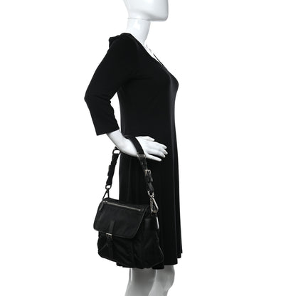 Prada Nylon Vela Saffiano Shoulder Bag Black 2 of 10