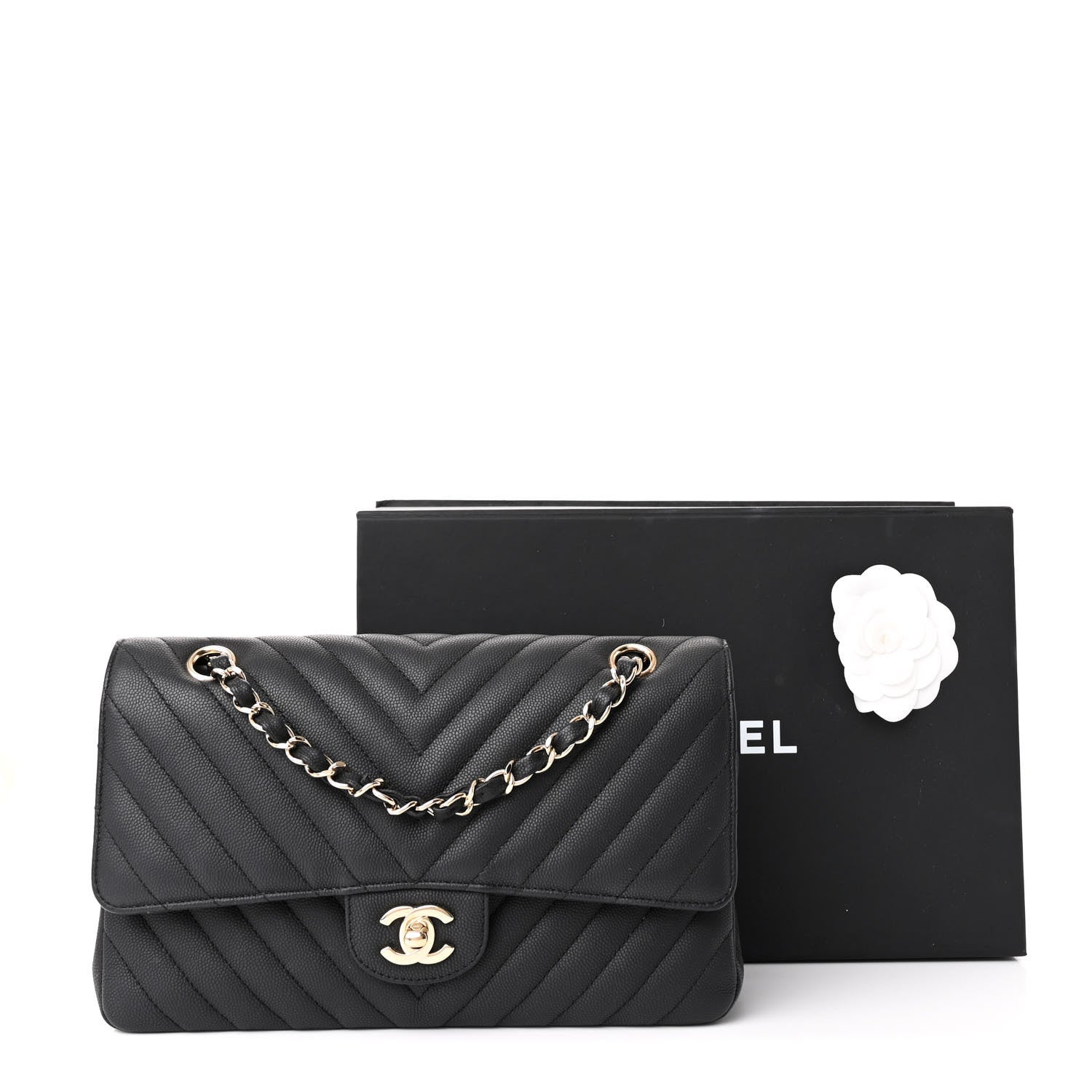 Chanel Caviar Chevron Quilted Medium Double Flap Black 11 of 11