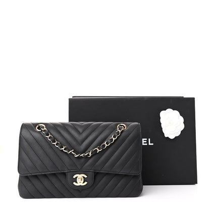 Chanel Caviar Chevron Quilted Medium Double Flap Black 11 of 11