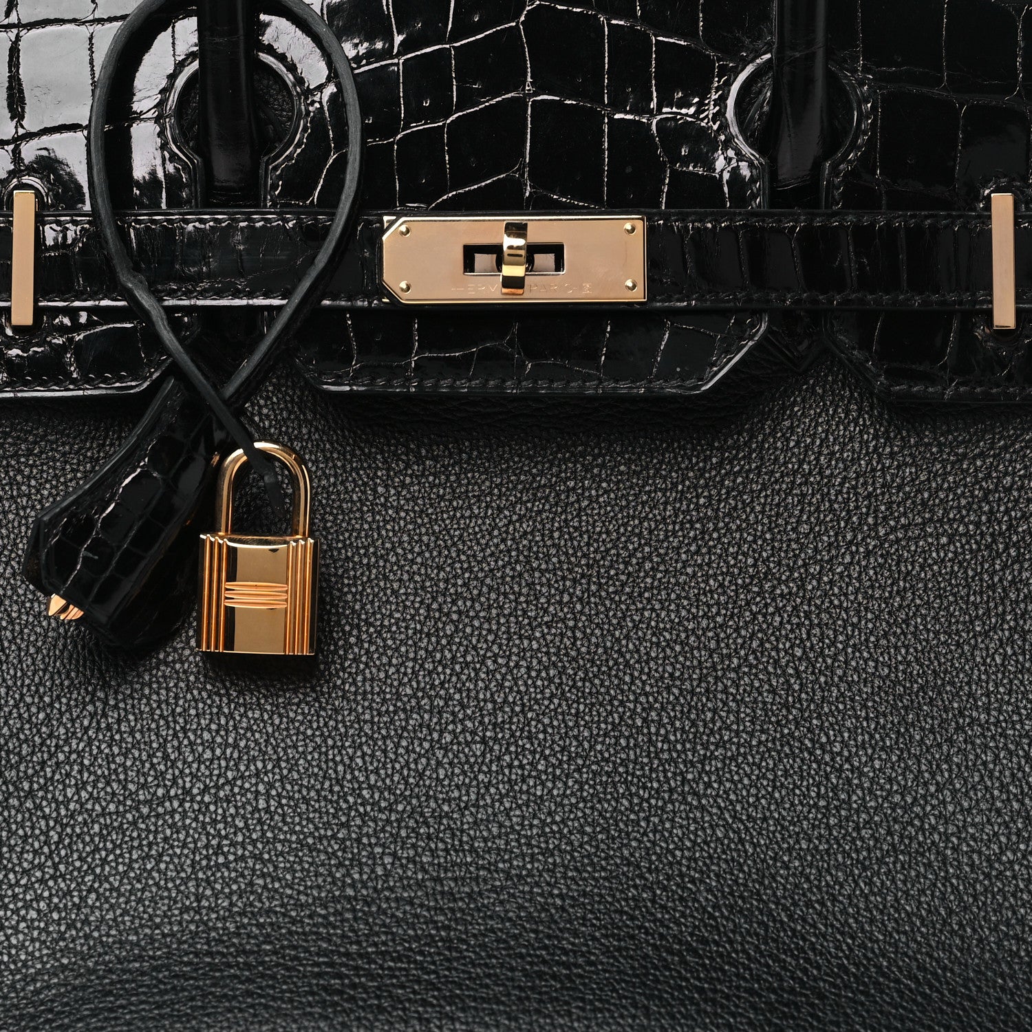 Hermes Taurillon Novillo Shiny Niloticus Crocodile Birkin Touch 30 Black 8 of 11