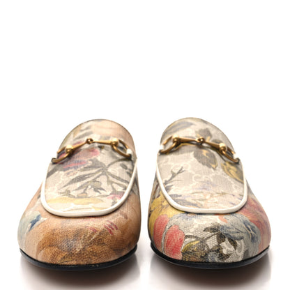 Gucci GG Supreme Monogram Malaga Kid Water Flora Womens Princetown Slippers 40 Beige White Multicolor Mystic White 2 of 9
