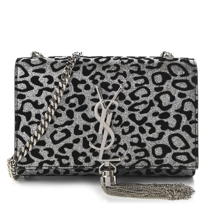 Saint Laurent Glitter Leopard Small Monogram Kate Tassel Satchel Platine Black 1 of 10