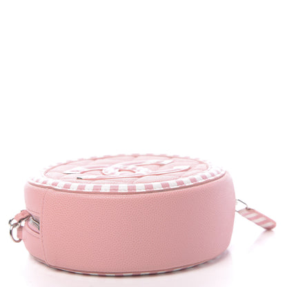 Chanel Caviar Quilted Filigree Round Clutch With Chain Pink White 4 of 11