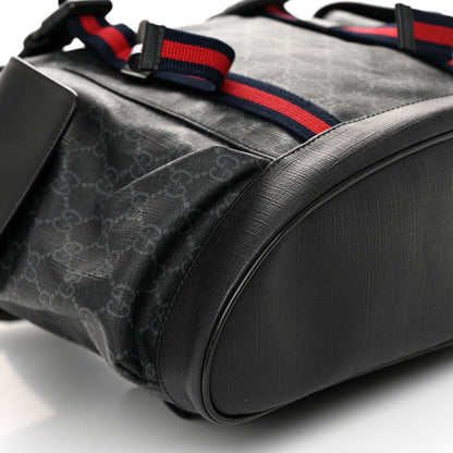 Gucci Soft GG Supreme Monogram Calfskin Web Double Buckle Backpack Black 9 of 10