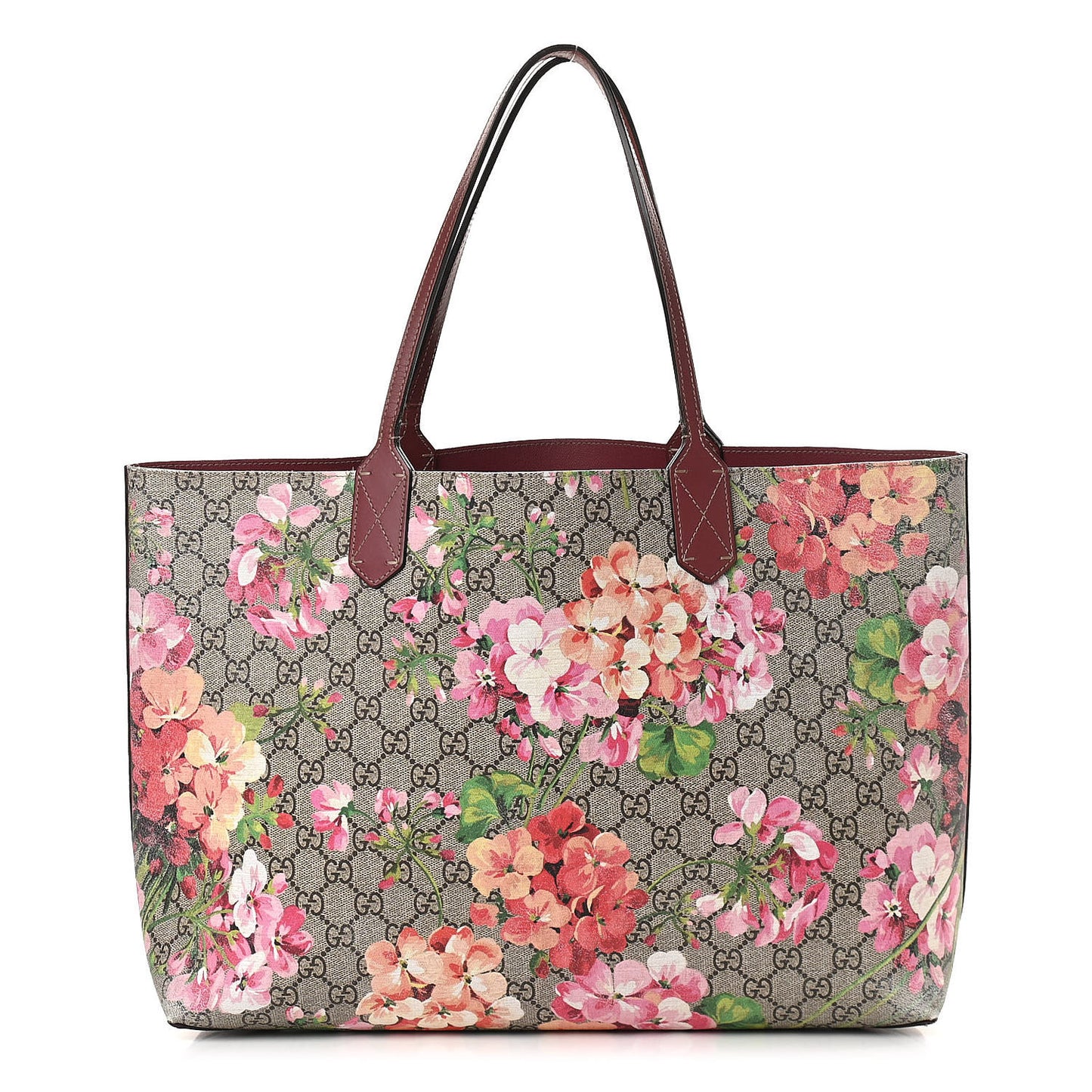 GG Supreme Monogram Blooms Medium Reversible Tote Beige Multicolor Dry Rose