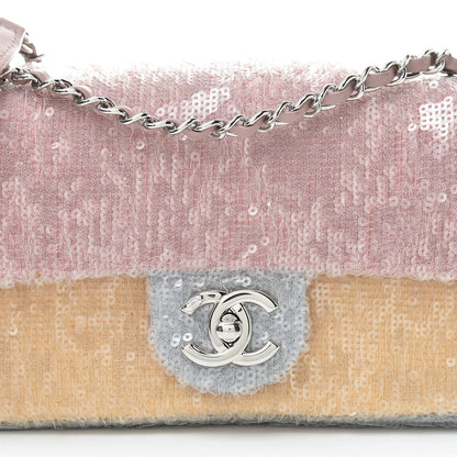 Chanel Sequin Mini Waterfall Flap Pink Blue Yellow 8 of 10