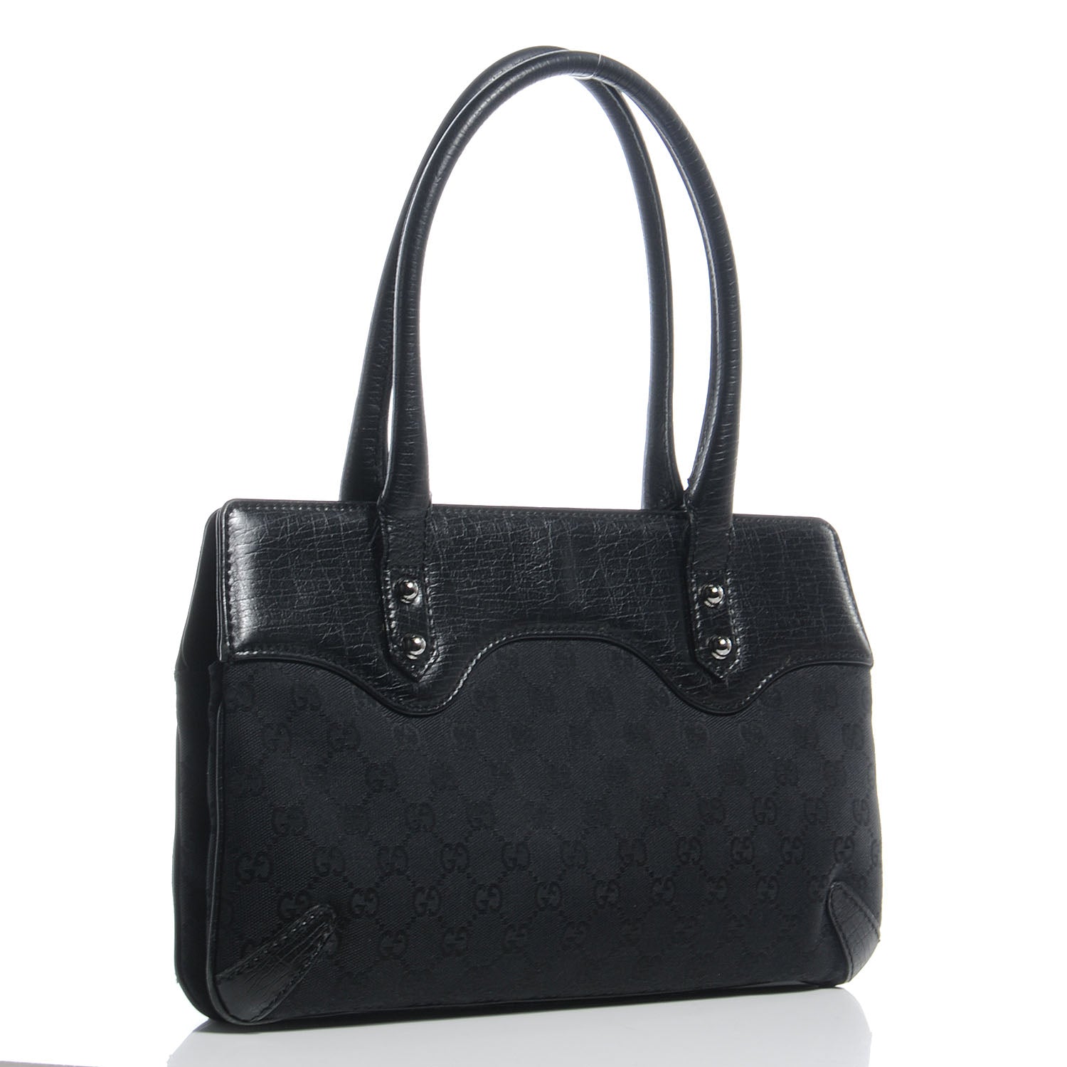 Gucci Monogram Horsebit Chain Shoulder Bag Black 3 of 8