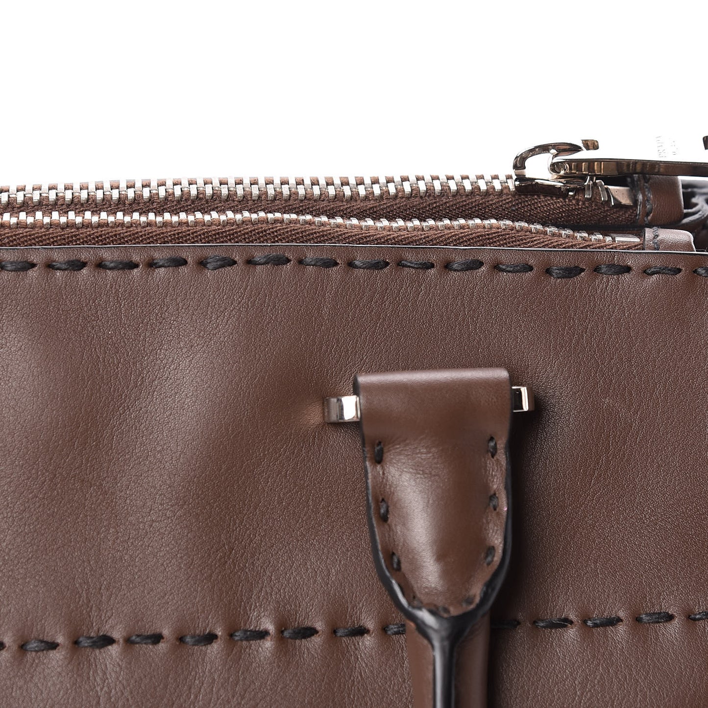 City Calf Small Stitched Twin Pocket Tote Cacao