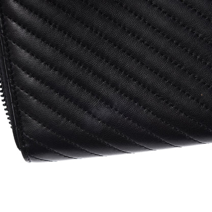Chanel Lambskin Chevron Quilted Zip Around Wallet So Black 9 of 9