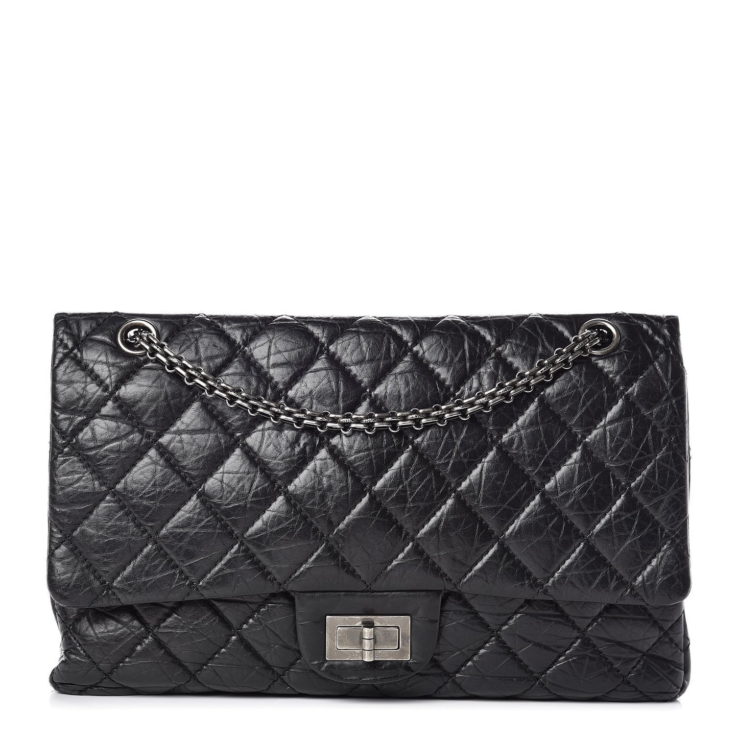Aged Calfskin Quilted 2.55 Reissue 227 Flap Black