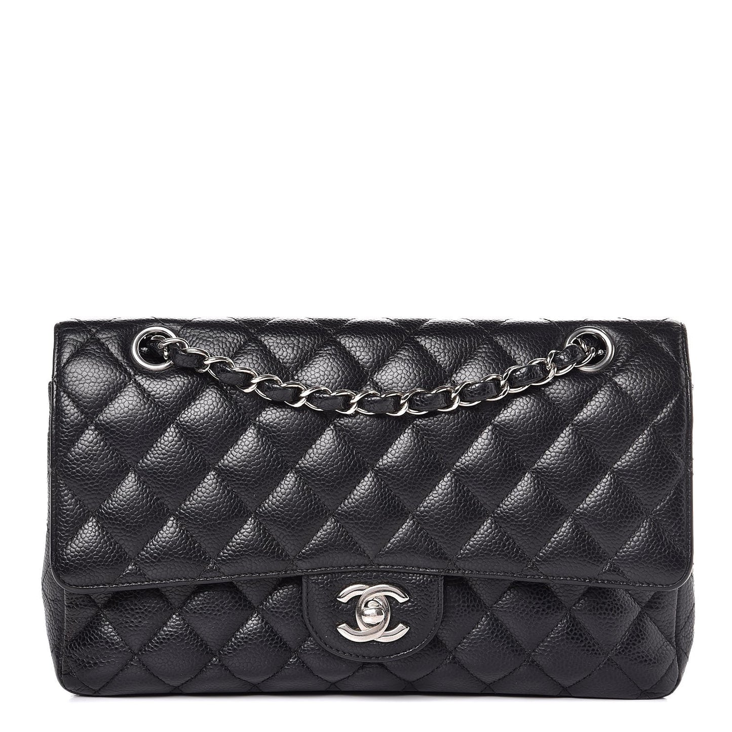 Caviar Quilted Medium Double Flap Black