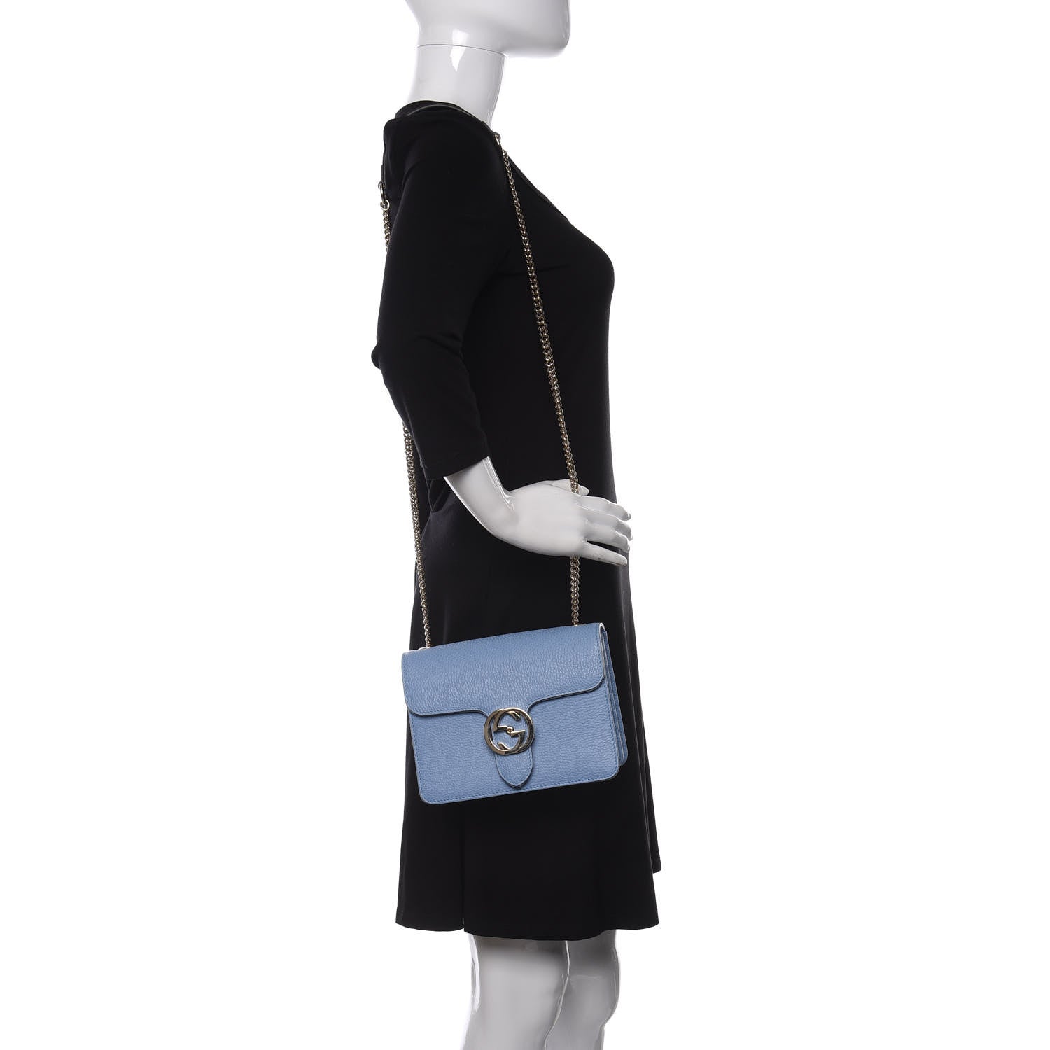Gucci Dollar Calfskin Small Interlocking G Shoulder Bag Mineral Blue 2 of 11