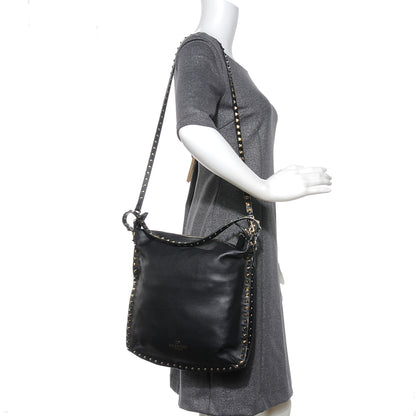 Valentino Garavani Vitello Small Rockstud Hobo Black 2 of 8