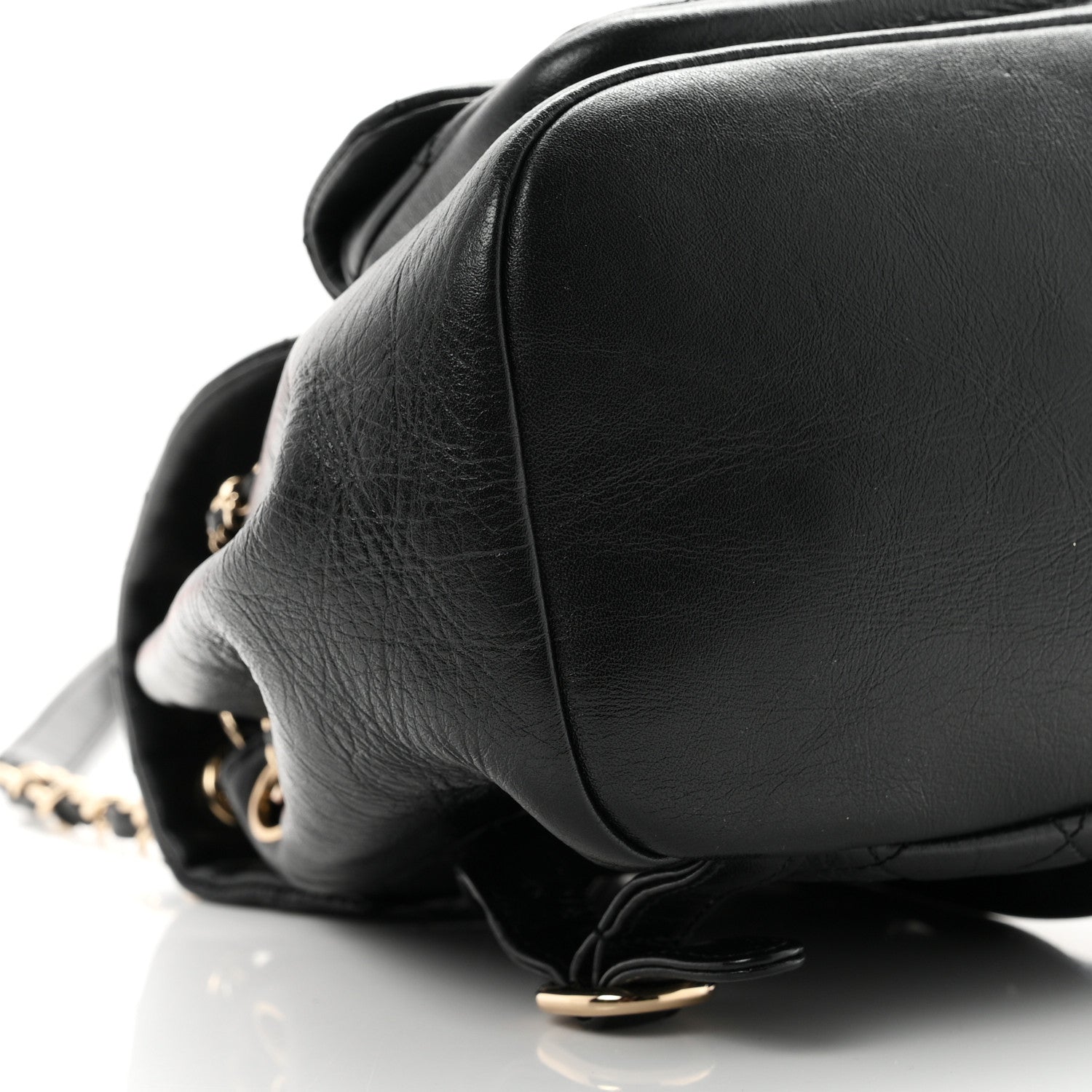 Chanel Glazed Aged Calfskin Quilted Small Duma Drawstring Backpack Black 8 of 9
