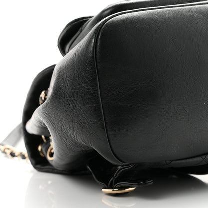 Chanel Glazed Aged Calfskin Quilted Small Duma Drawstring Backpack Black 8 of 9