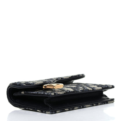 Christian Dior Oblique Saddle Card Holder Blue 4 of 9