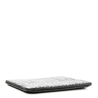 Chanel Goatskin Camellia Embossed Medium Cosmetic Case Dark Grey 4 of 7