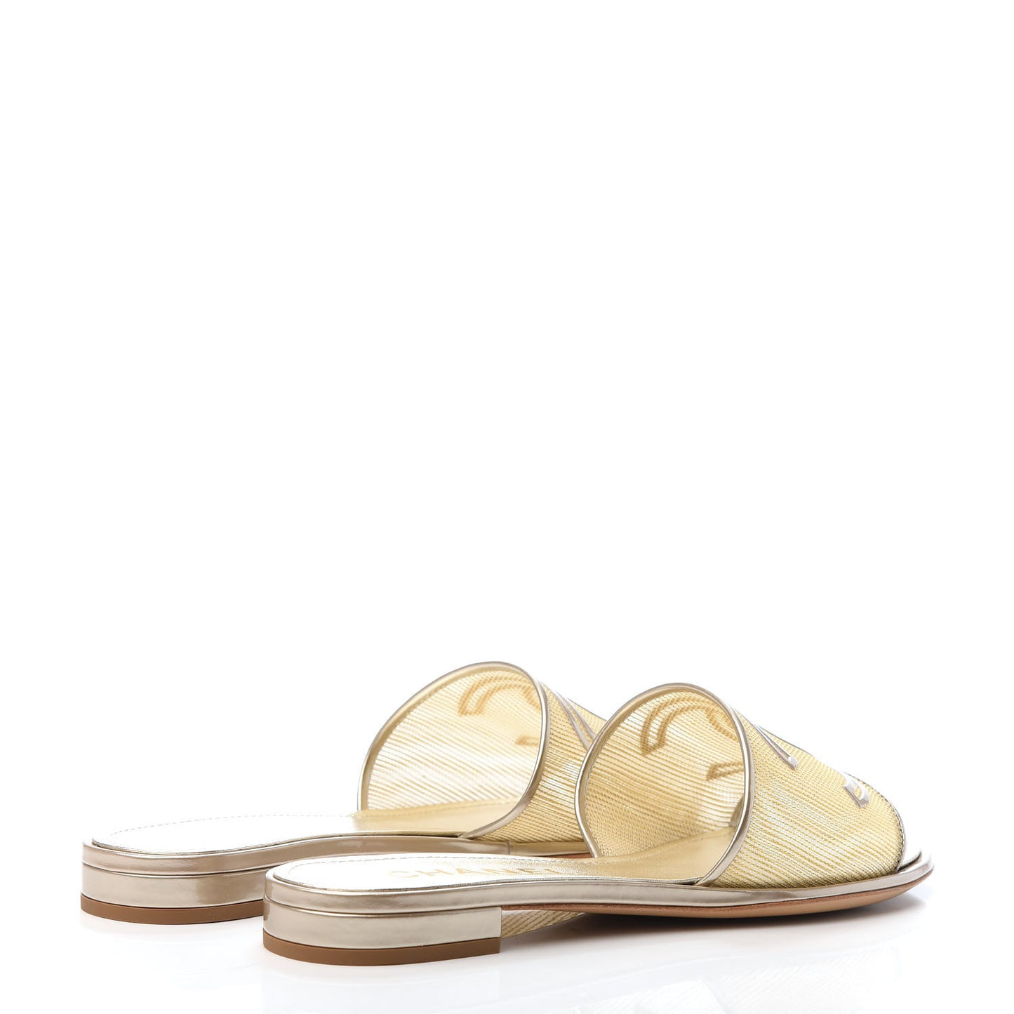 Glitter Mesh Patent Calfskin CC Mules 39 Gold