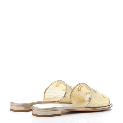 Chanel Glitter Mesh Patent Calfskin CC Mules 39 Gold 4 of 7