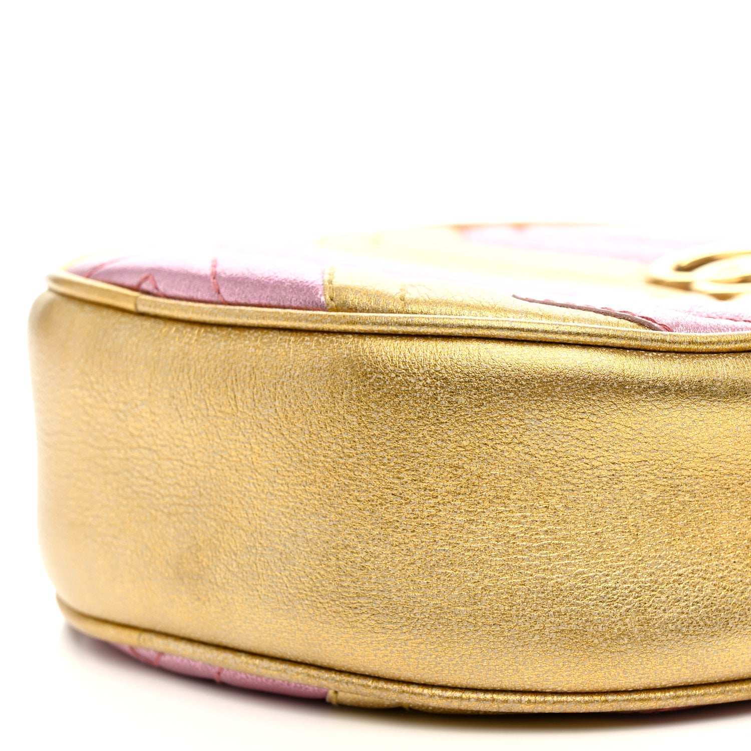 Gucci Metallic Nappa Matelasse Heart Mini GG Marmont Round Shoulder Bag Oro Vecchio Rosa 10 of 11