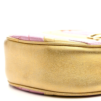 Gucci Metallic Nappa Matelasse Heart Mini GG Marmont Round Shoulder Bag Oro Vecchio Rosa 10 of 11