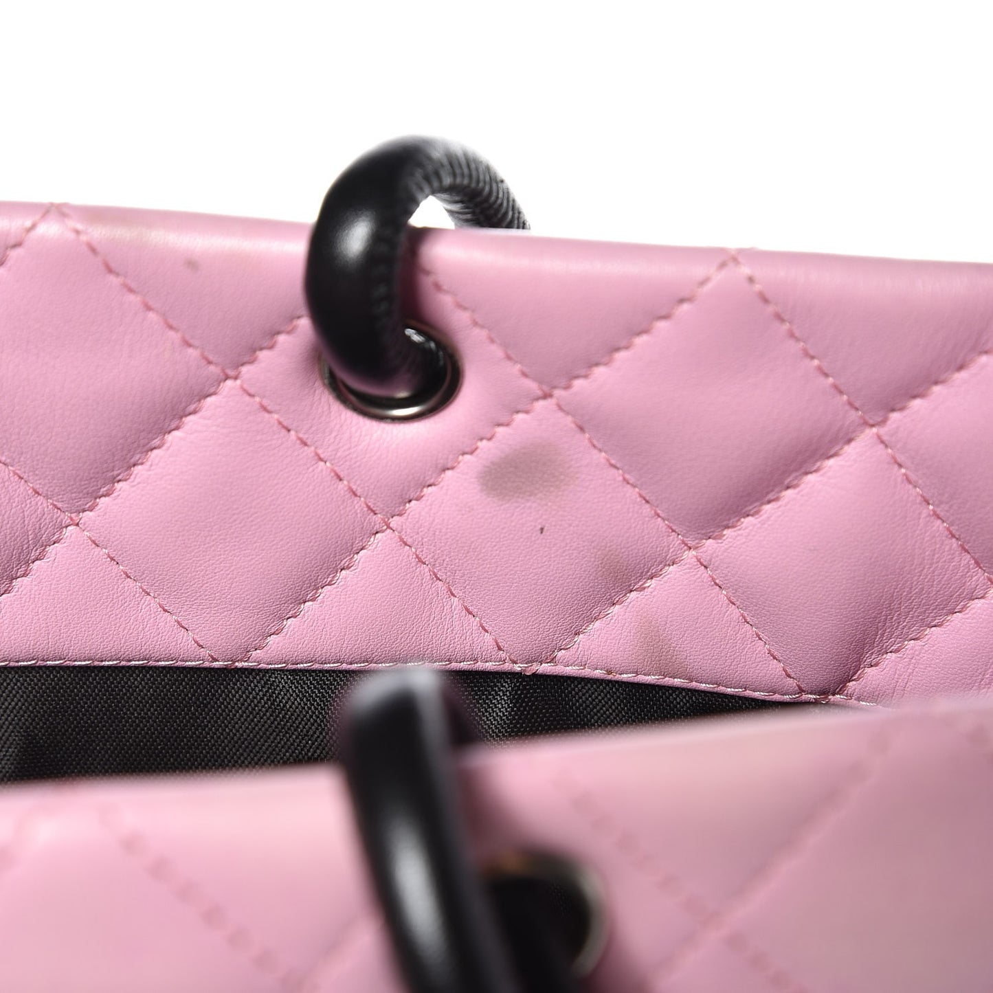 Calfskin Quilted Medium Cambon Tote Pink Black