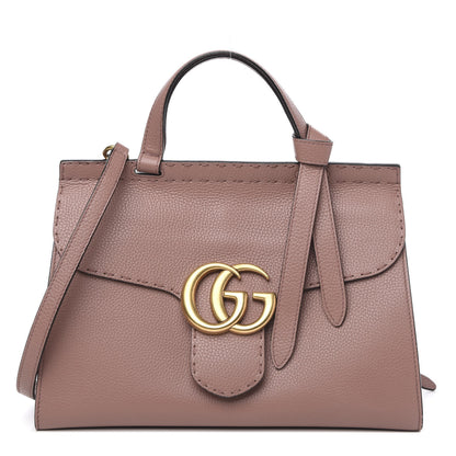 Gucci Calfskin Small GG Marmont Top Handle Bag Rosy Phard 1 of 12
