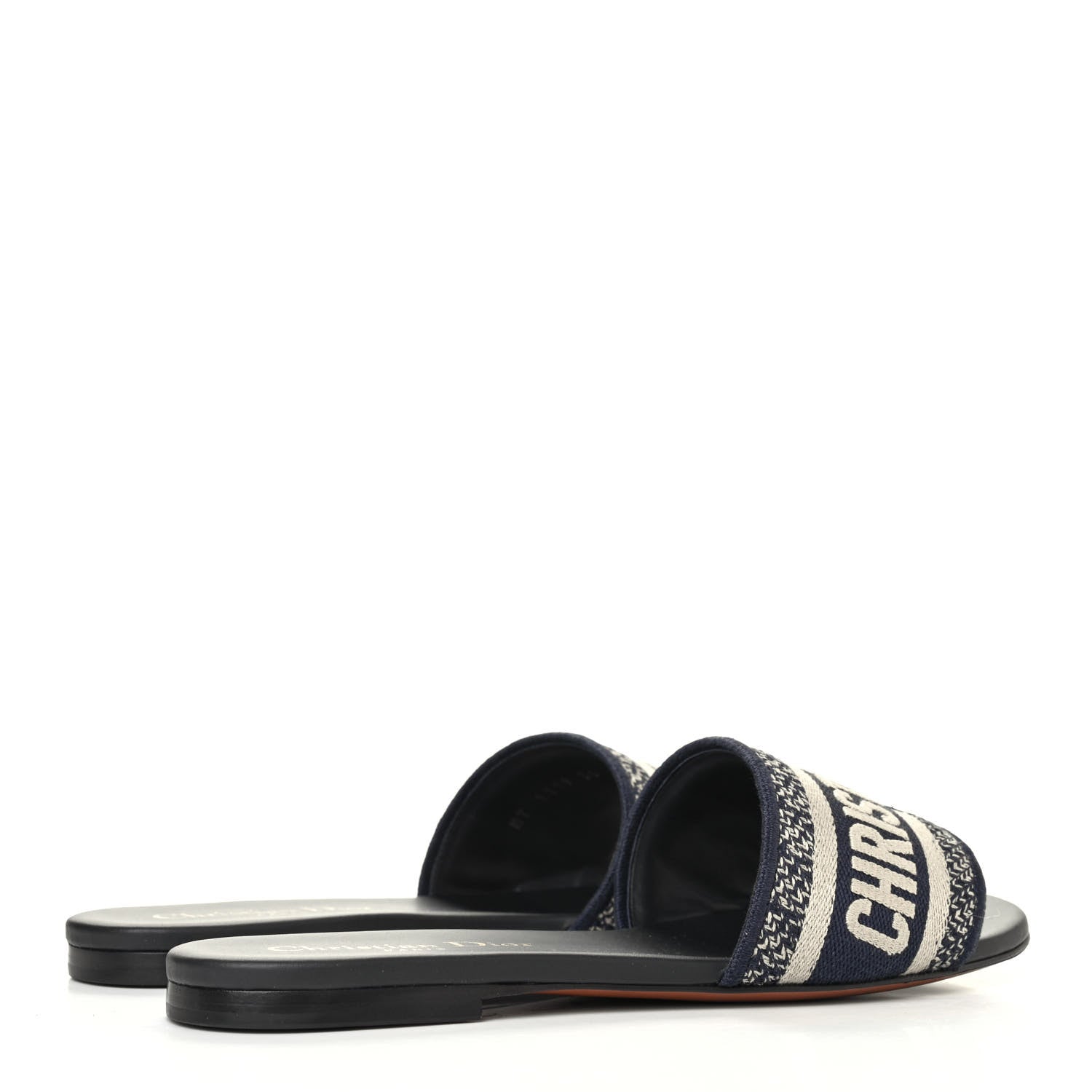 Christian Dior Canvas Embroidered Dway Mules Slide Sandals 36 Deep Blue 3 of 4