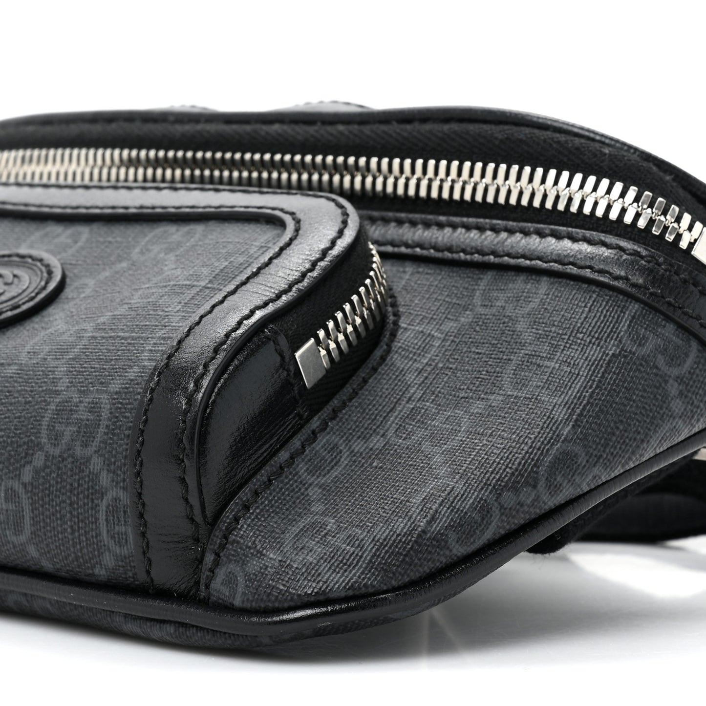 GG Supreme Monogram Textured Calfskin Retro Interlocking G Belt Bag Black