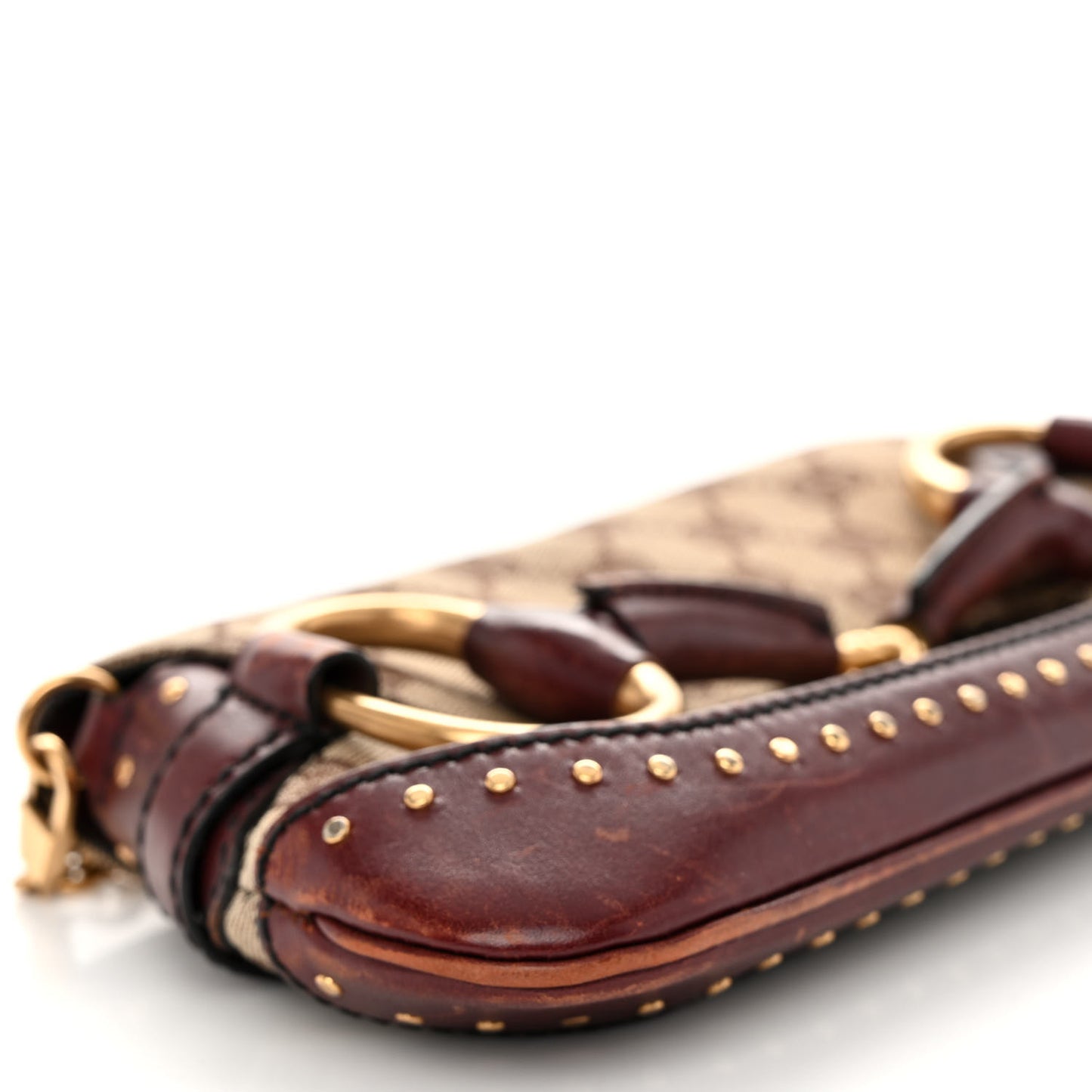 Monogram Studded Small Horsebit Clutch Bordeaux
