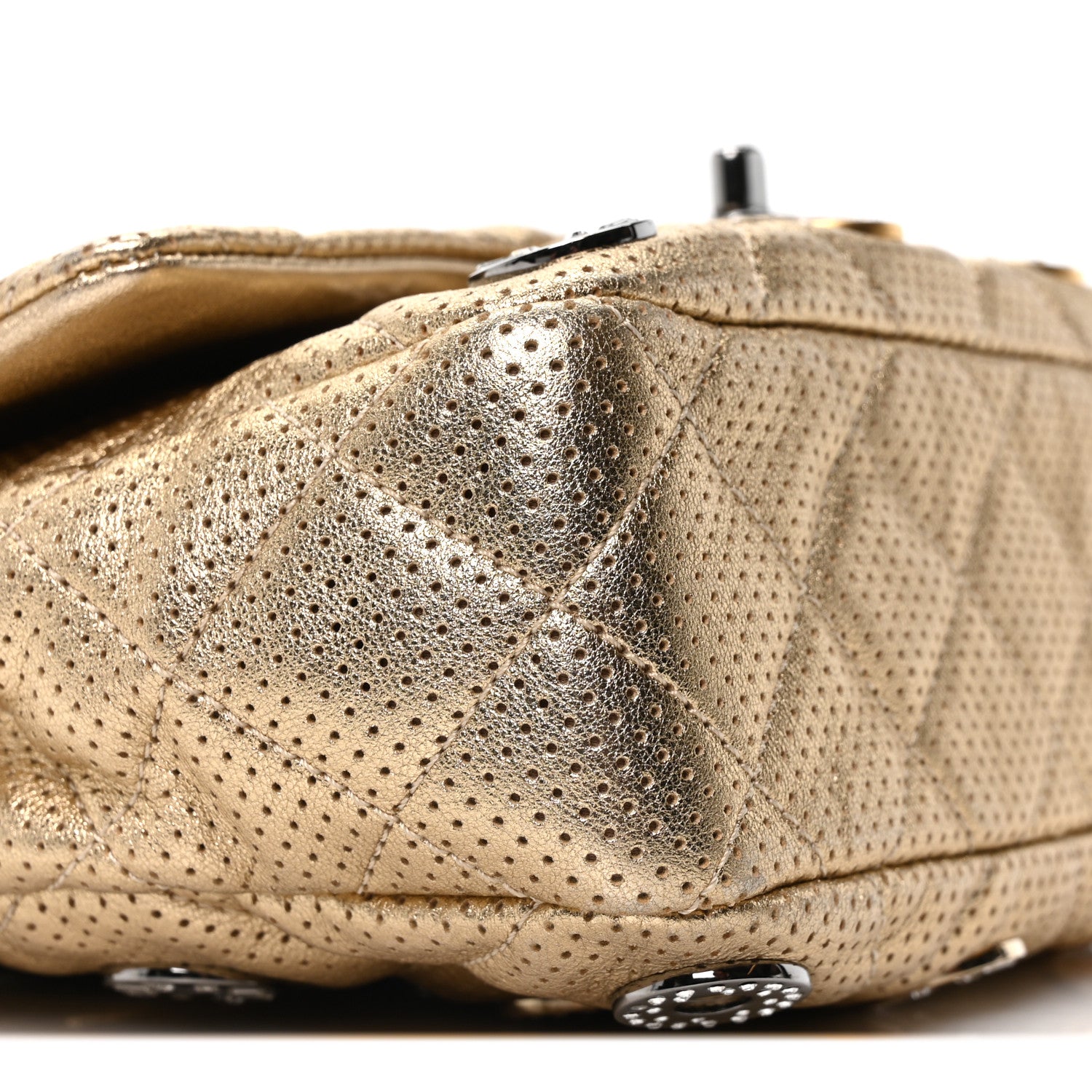 Chanel Perforated Metallic Lambskin Small CC Medals Flap Gold 9 of 10