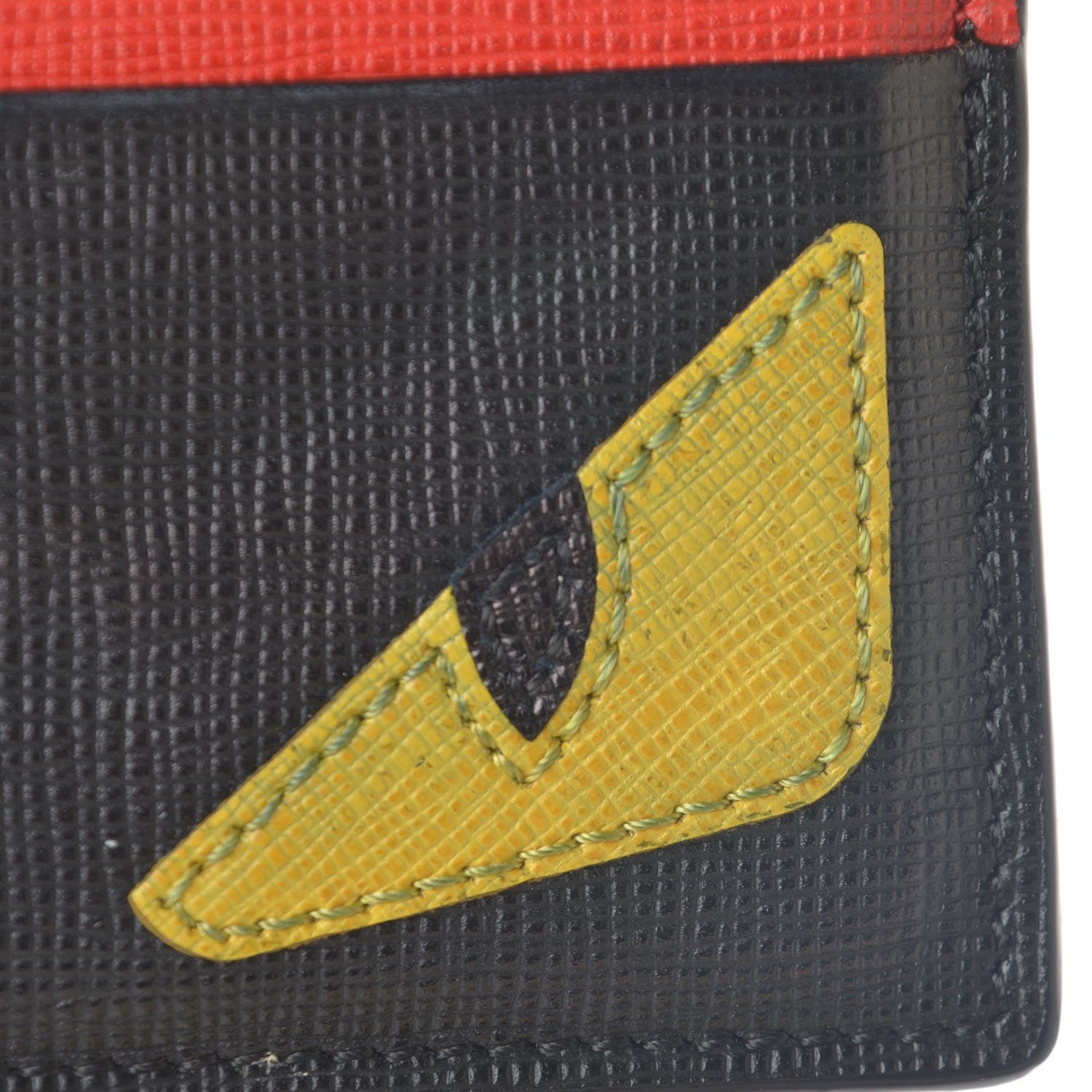 Fendi Vitello Elite Monster Eyes Card Holder Black Yellow Red 13 of 14