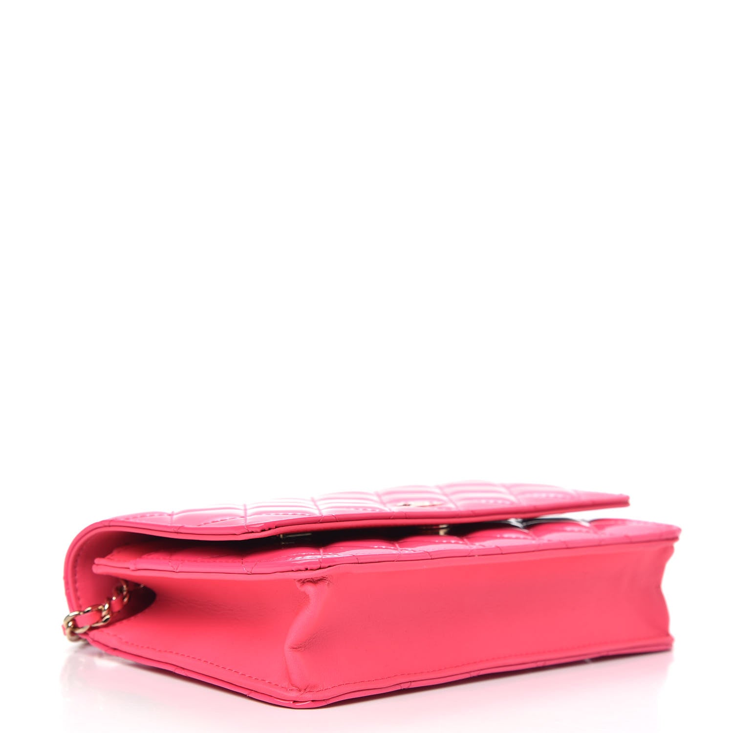 Chanel Patent Calfskin Quilted Wallet On Chain WOC Pink 4 of 11