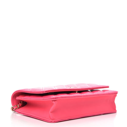 Chanel Patent Calfskin Quilted Wallet On Chain WOC Pink 4 of 11