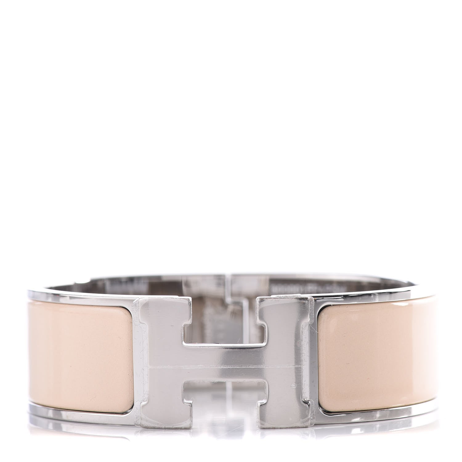 Hermes Enamel Wide Clic Clac H Bracelet GM Beige Nacre 1 of 4