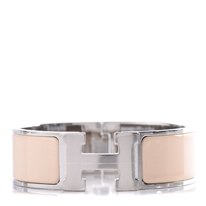 Hermes Enamel Wide Clic Clac H Bracelet GM Beige Nacre 1 of 4