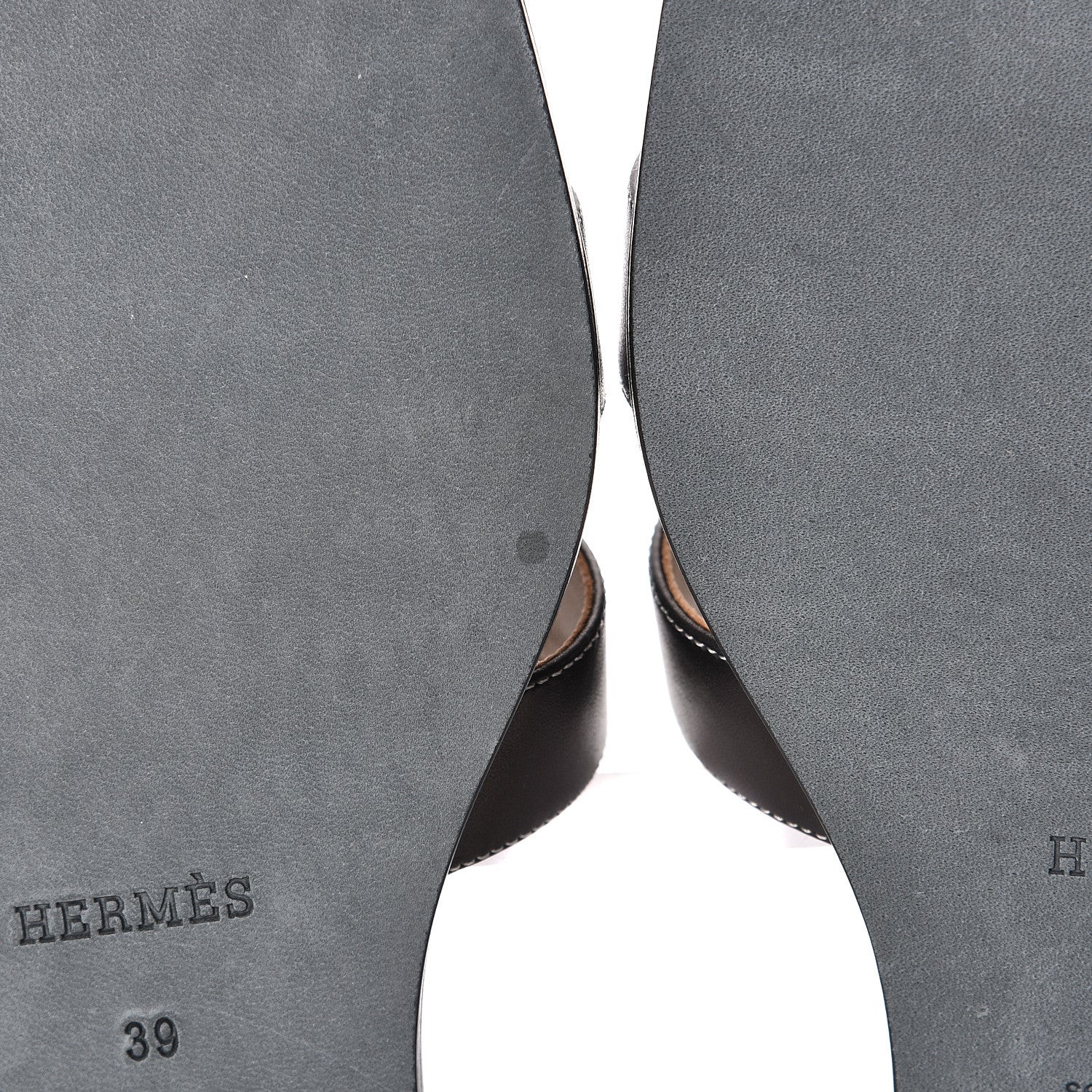 Hermes Box Calfskin Oran Sandals 39 Black 7 of 10