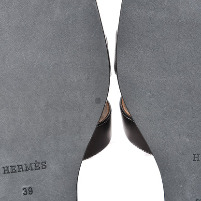 Hermes Box Calfskin Oran Sandals 39 Black 7 of 10