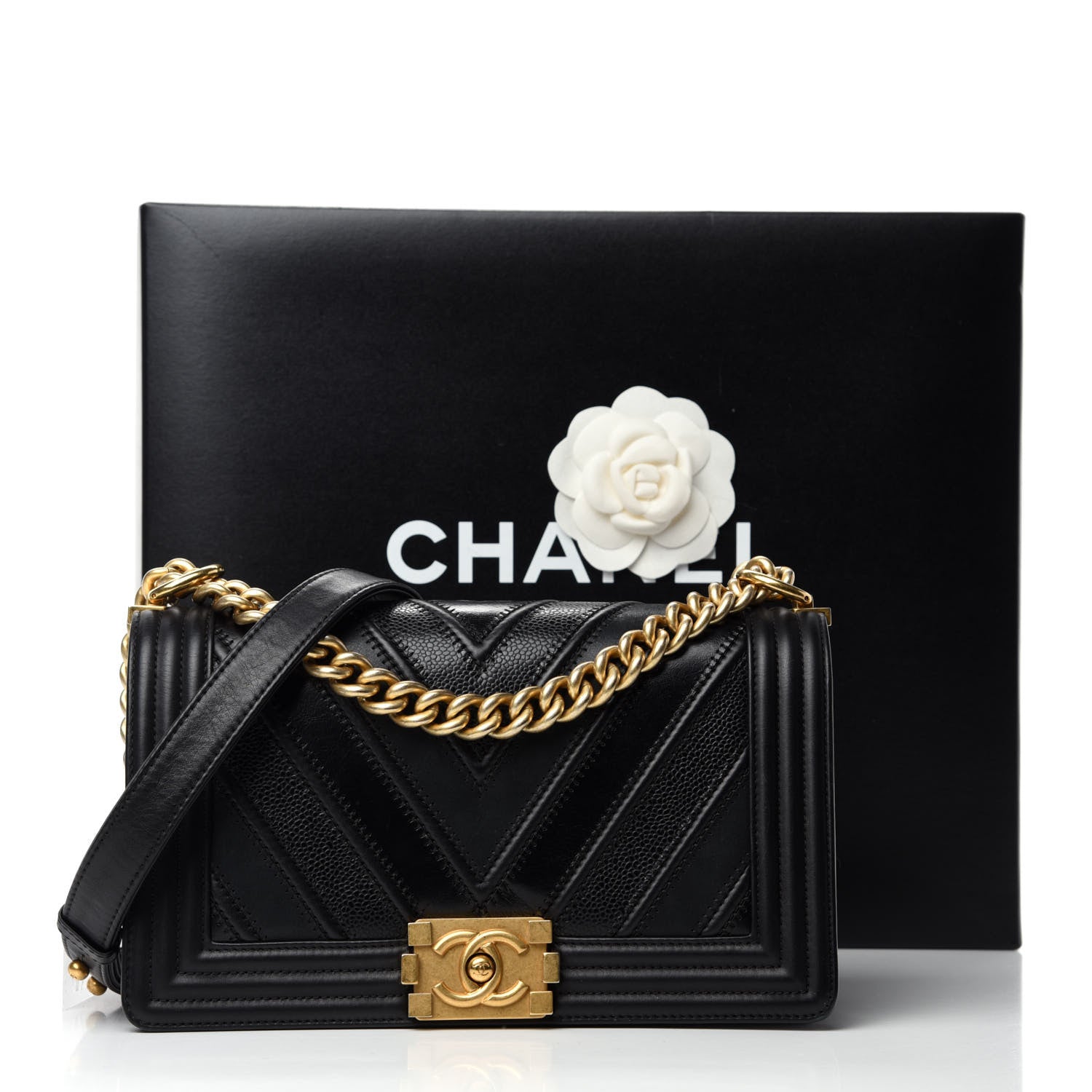 Chanel Caviar Suede Calfskin Chevron Medium Boy Flap Black 13 of 13